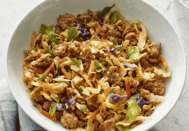 Deconstructed Egg Roll Bowls with Ground Pork